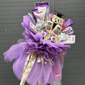 bo hoa banh keo tot nghiep tone tim 24