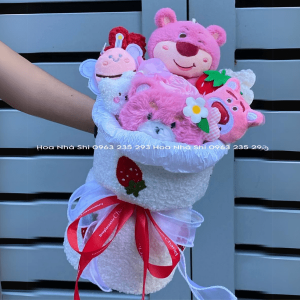 bo hoa gau bong gau dau mix cac loai gau bong khac tone hong 03