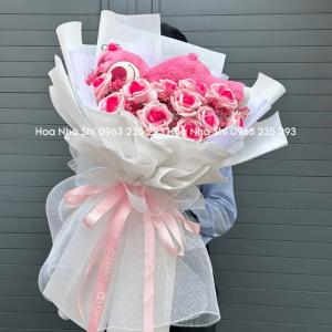 bo hoa hong sap song hi kem 1 gau dau to tone hong 21