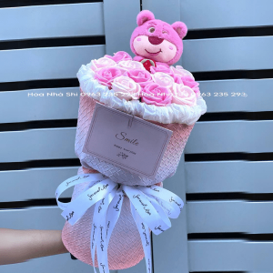 bo hoa hong sap gau dau 1 con tone hong 06