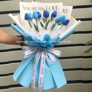 bo hoa tulip tone xanh duong 51