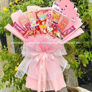 bo hoa banh keo sinh nhat tone hong 151