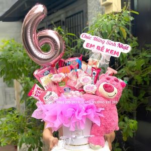 hop hoa banh keo sinh nhat mix gau dau 153