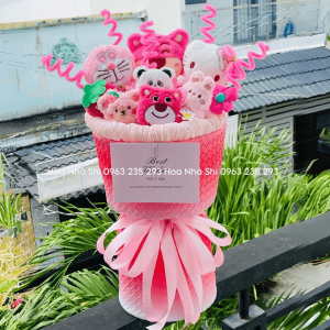 bo hoa gau bong mix tone hong 73