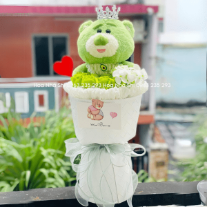 bo hoa gau bong tone xanh la 60