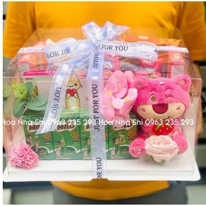 hop hoa banh keo sinh nhat mix gau dau 155