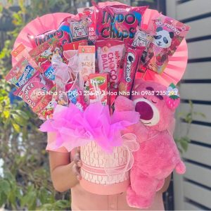 hop hoa banh keo sinh nhat mix gau dau 164