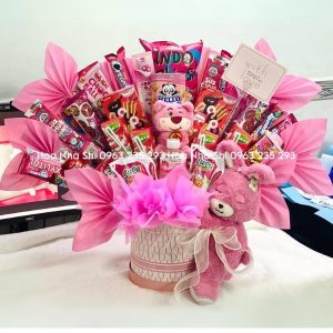 hop hoa banh keo sinh nhat mix gau bong 167