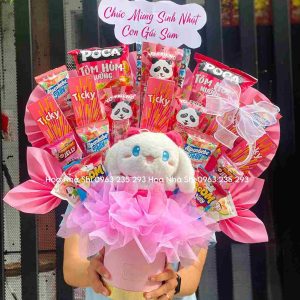 bo hoa banh keo sinh nhat mix gau bong 178