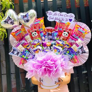 hoanhashi.com bo hoa banh keo sinh nhat mau tim kuromi 233