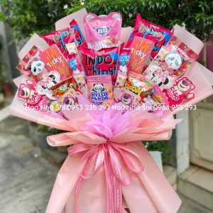 hoanhashi.com bo hoa banh keo sinh nhat mau hong 302