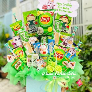hoanhashi.com hoa banh keo sinh nhat xanh la 382
